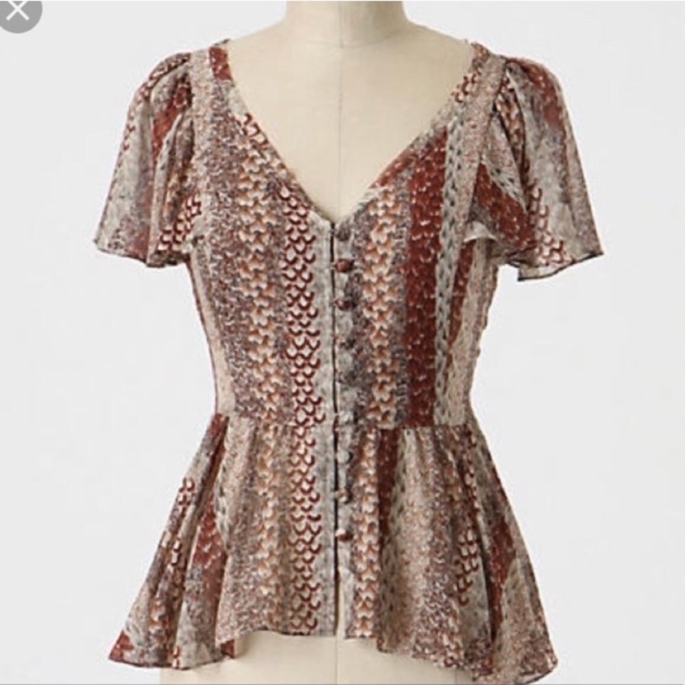 Anthropologie Odille Silk fit n flare Blouse
